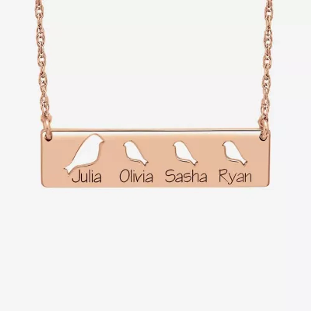 Personalized Womens 10K Gold Bird Bar Name Pendant Necklace