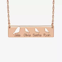 Personalized Womens 10K Gold Bird Bar Name Pendant Necklace