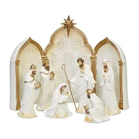 Roman 11.5" White And Gold 9-pc. Nativity Set