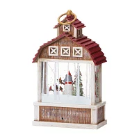 Roman "11""H Led Swirl Barn Lantern" Christmas Tabletop Decor