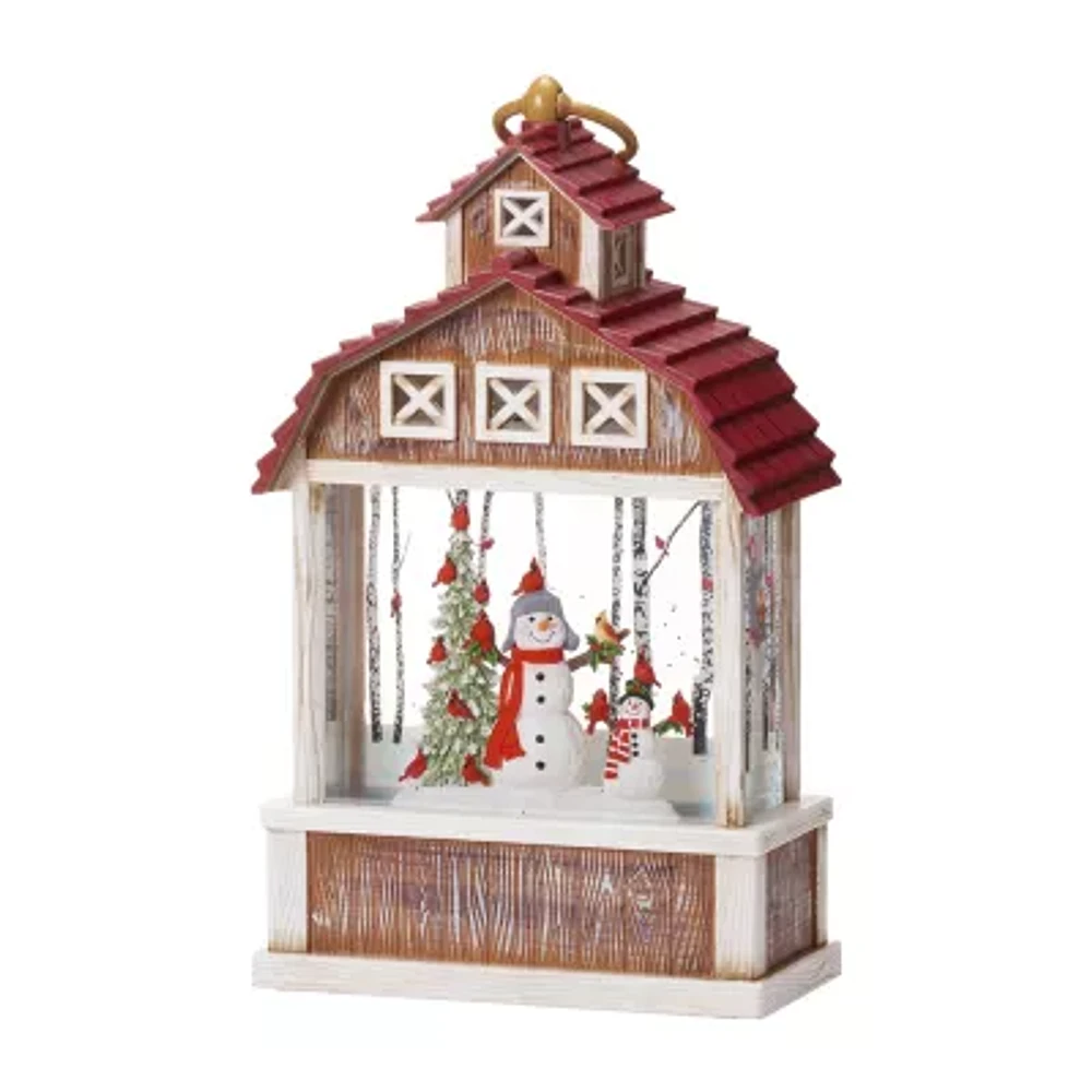 Roman 11"H Led Swirl Barn Lantern Christmas Tabletop Decor