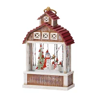 Roman "11""H Led Swirl Barn Lantern" Christmas Tabletop Decor