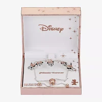 Disney Classics Charm Pure Silver Over Brass 8 1/2 Inch Box Mickey Mouse Minnie Mouse Bolo Bracelet