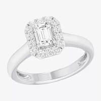 (G-H/SI1-SI2) Womens 1 CT. T.W. Lab Grown White Diamond 10K Gold Halo Engagement Ring