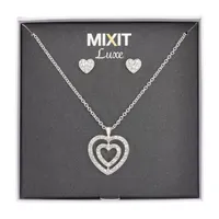 Mixit Silver Tone Pendant Necklace & Stud Earrings 2-pc. Heart Jewelry Set