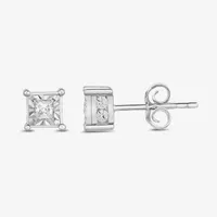 Tru Miracle 1/2 CT. T.W. Natural White Diamond 10K White Gold 5mm Square Stud Earrings