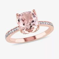 Cushion-Cut Genuine Morganite and Diamond-Accent 10K Rose Gold Ring