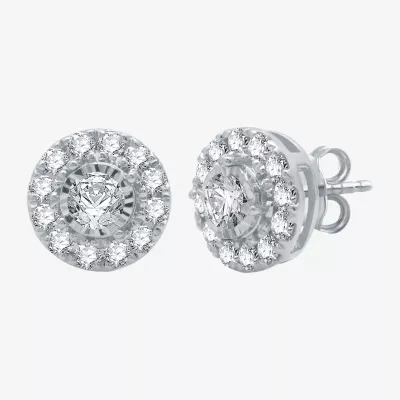 G-H / I1) Ever Star 1 CT. T.W. Lab Grown White Diamond 10K Gold 9.7mm Stud Earrings