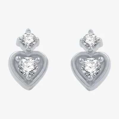 Ever Star (G / SI1-SI2) 1/8 CT. T.W. Lab Grown White Diamond Sterling Silver 7.3mm Heart Stud Earrings