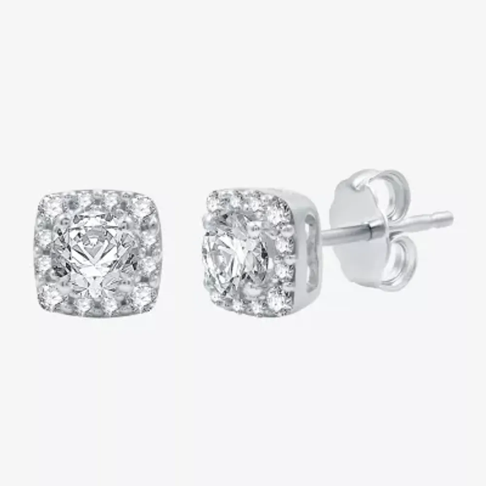 Ever Star (H-I / I1) 1 CT. T.W. Lab Grown White Diamond 10K White Gold 7.1mm Cushion Stud Earrings