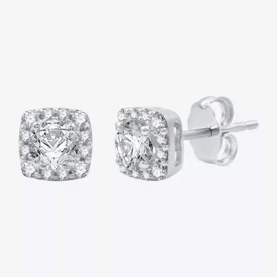 Ever Star (H-I / I1) 1 CT. T.W. Lab Grown White Diamond 10K White Gold 7.1mm Cushion Stud Earrings