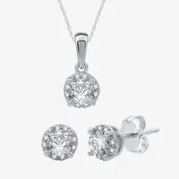 (H-I / I1) 1 CT. T.W. Lab Grown White Diamond 10K White Gold Round Jewelry Set