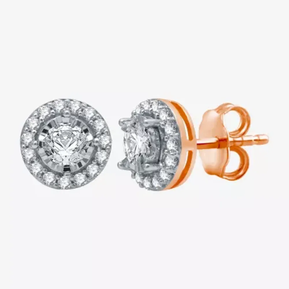 5/8 CT. T.W. Natural White Diamond 10K Rose Gold 7.9mm Round Stud Earrings