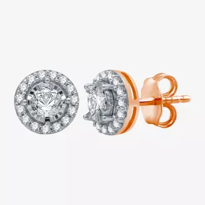 5/8 CT. T.W. Natural White Diamond 10K Rose Gold 7.9mm Round Stud Earrings