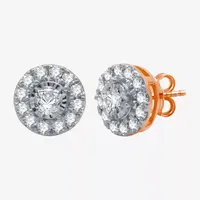 1 CT. T.W. Mined White Diamond 10K Rose Gold 10.2mm Round Stud Earrings