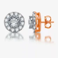 1 CT. T.W. Mined White Diamond 10K Rose Gold 10.2mm Round Stud Earrings
