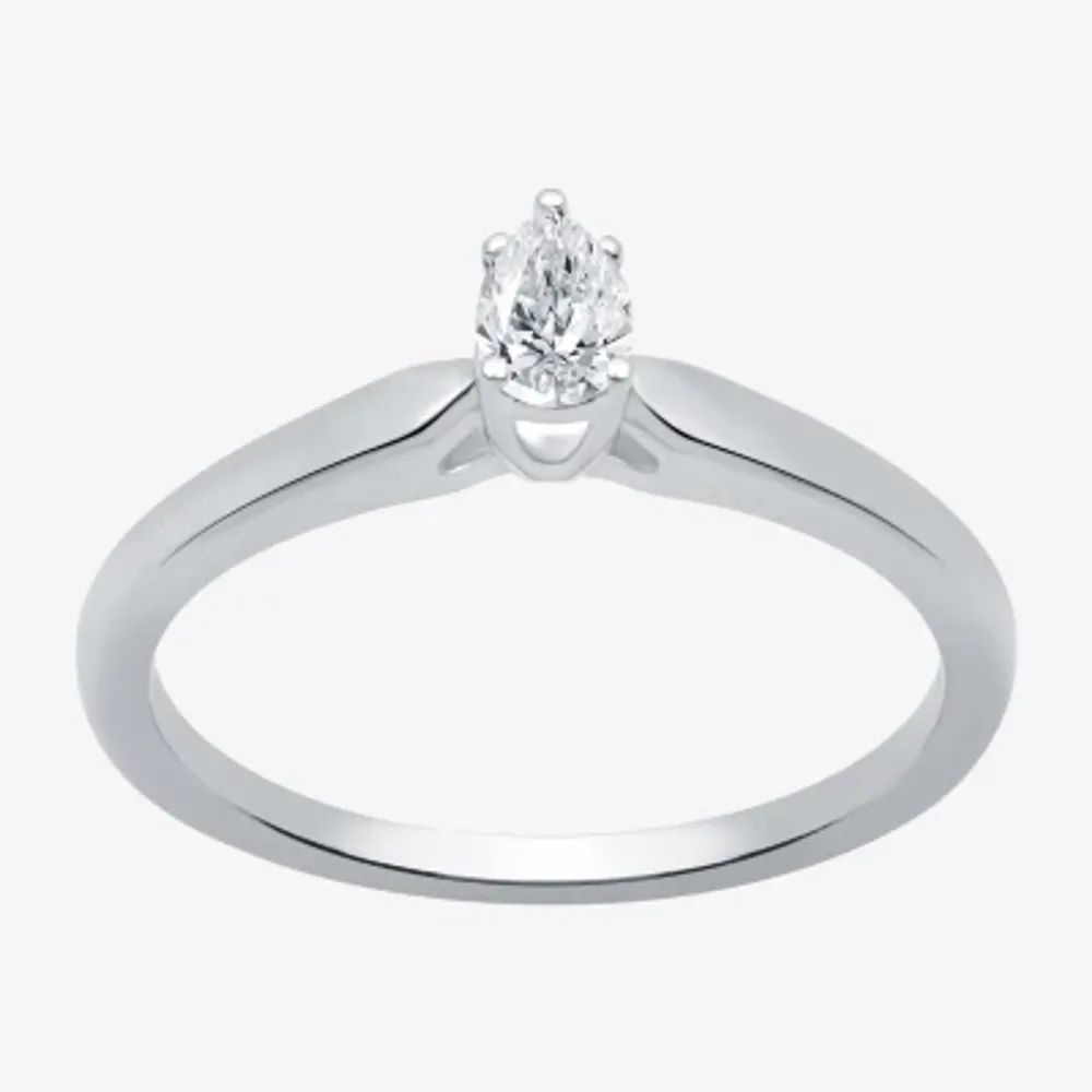 I Said Yes (H-I / Si2-I1) Womens 1/ CT. Lab Grown White Diamond Sterling Silver Pear Solitaire Engagement Ring