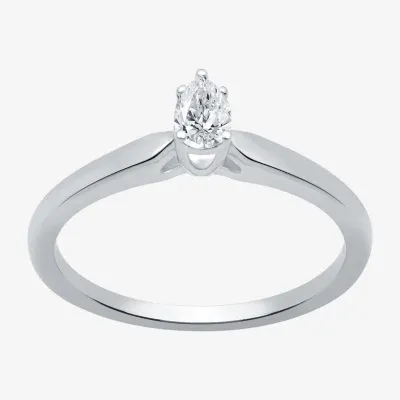 I Said Yes (H-I / Si2-I1) Womens 1/ CT. Lab Grown White Diamond Sterling Silver Pear Solitaire Engagement Ring