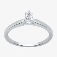 I Said Yes (H-I / Si2-I1) Womens 1/ CT. T.W. Lab Grown White Diamond Sterling Silver Pear Solitaire Engagement Ring