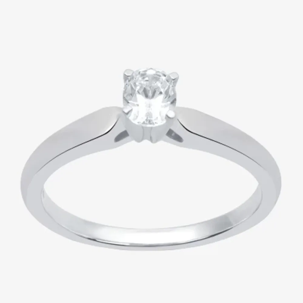 I Said Yes (H-I / Si2-I1) Womens 1/ CT. Lab Grown White Diamond Sterling Silver Oval Solitaire Engagement Ring