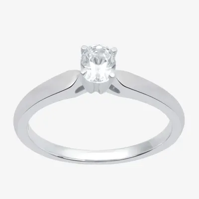 I Said Yes (H-I / Si2-I1) Womens 1/ CT. Lab Grown White Diamond Sterling Silver Oval Solitaire Engagement Ring