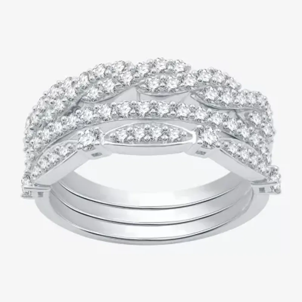I Said Yes (H-I / I1) Womens 1 CT. T.W. Lab Grown White Diamond Sterling Silver Wedding Ring Sets