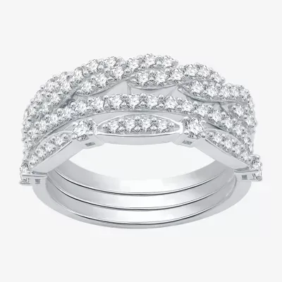 I Said Yes (H-I / I1) Womens 1 CT. T.W. Lab Grown White Diamond Sterling Silver Wedding Ring Sets