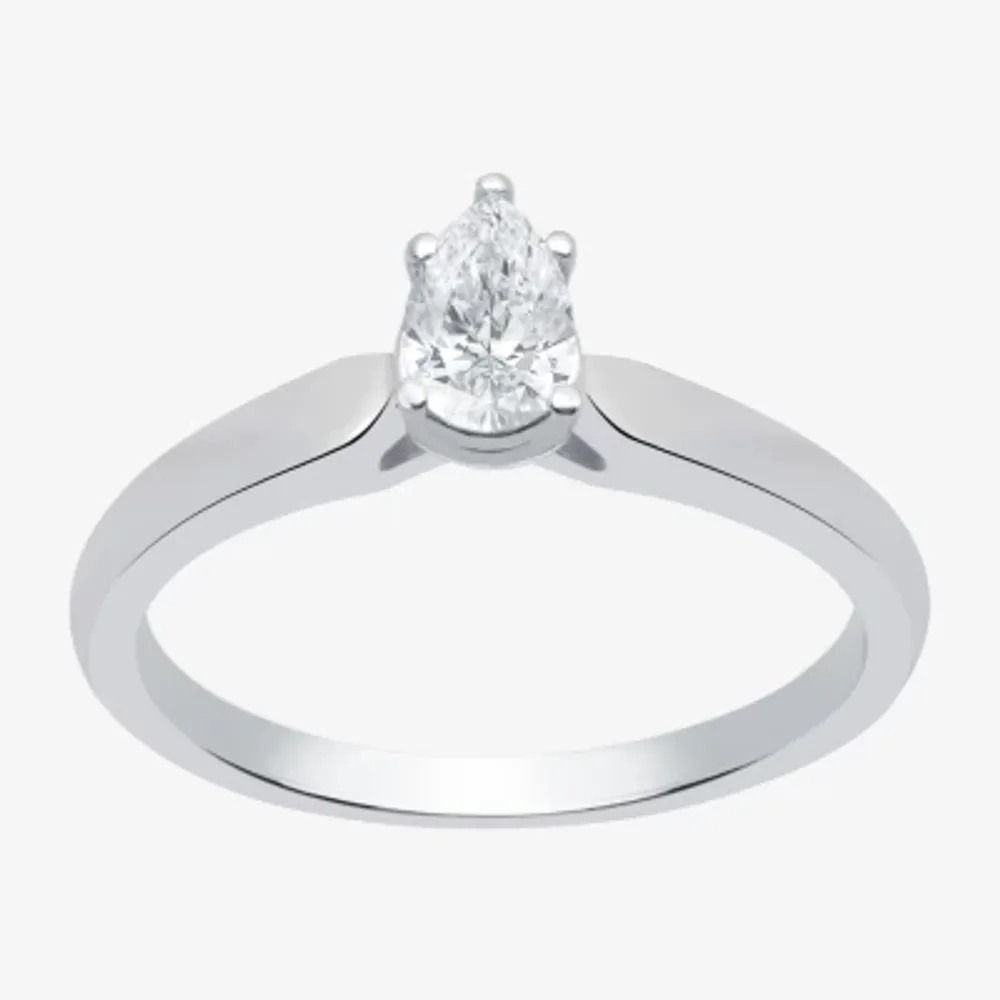 I Said Yes (H-I / Si2-I1) Womens 1/2 CT. Lab Grown White Diamond Sterling Silver Pear Solitaire Engagement Ring