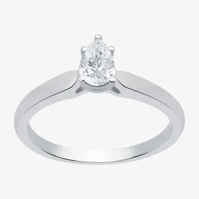 I Said Yes (H-I / Si2-I1) Womens 1/2 CT. Lab Grown White Diamond Sterling Silver Pear Solitaire Engagement Ring