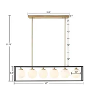 INK+IVY Helena 6-Light Frosted Glass Globe Linear Chandelier