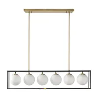 INK+IVY Helena 6-Light Frosted Glass Globe Linear Chandelier