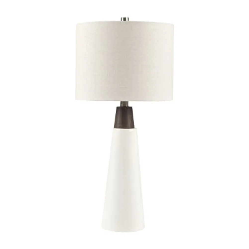 INK+IVY Tristan Triangular Ceramic and Wood Table Lamp