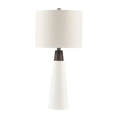 INK+IVY Tristan Triangular Ceramic and Wood Table Lamp