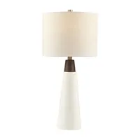 INK+IVY Tristan Triangular Ceramic and Wood Table Lamp