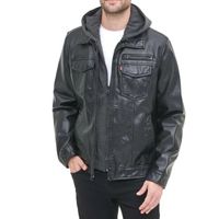 Levi's Mens Faux Leather Sherpa Lined Hooded Trucker Jacket