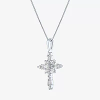 G-H / Si2-I1) Womens 1/3 CT. T.W. Lab Grown White Diamond 10K Gold Cross Pendant Necklace