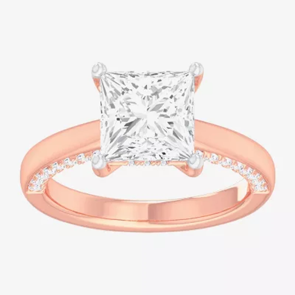 (G-H / SI1-SI2) Womens 2 1/2 CT. T.W. Lab-Grown White Diamond 14K Gold Princess Solitaire Engagement Ring