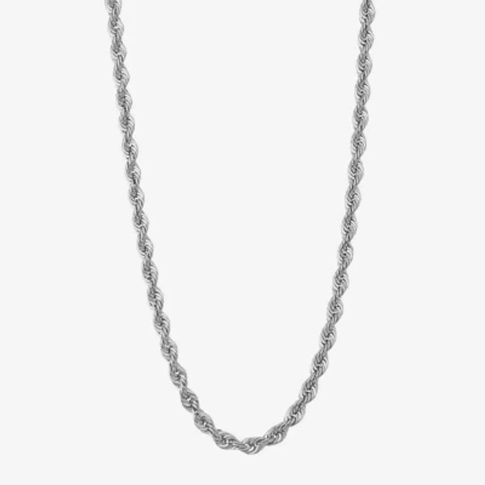 14K White Gold 18-24" 5mm Hollow Rope Chain Necklace