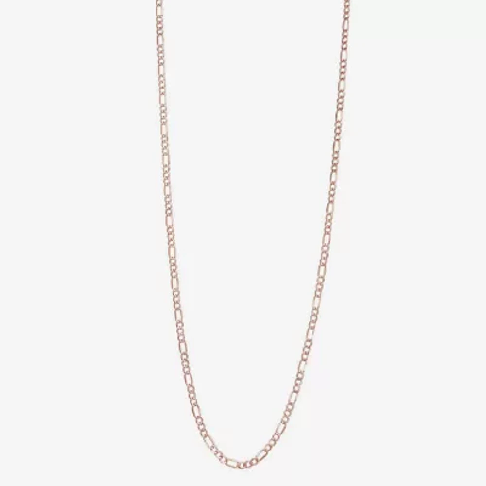 14K Rose Gold 24 Inch Hollow Figaro Chain Necklace