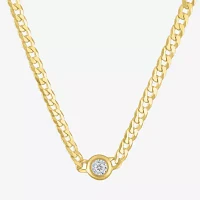 Yes,Please! (G-H / Si2-I1) Womens Diamond Accent Lab Grown White Diamond 14K Gold Over Silver Sterling Silver Round Pendant Necklace