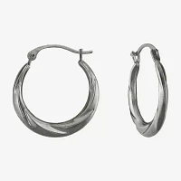 14K White Gold Swirl Hoop Earrings