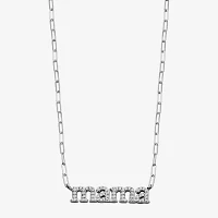 "Mama" Womens 1/2 CT. T.W. Cubic Zirconia Sterling Silver Paperclip Pendant Necklaces