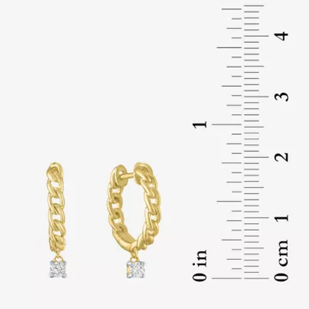 Diamond Addiction (G-H / Si2-I1) 1/10 CT. T.W. Lab Grown White Diamond 14K Gold Over Silver 14.2mm Hoop Earrings