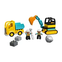 Duplo Construction Truck & Tracked Excavator Building Toy (20 Pieces)