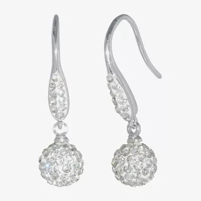 Sparkle Allure Crystal Pure Silver Over Brass Drop Earrings