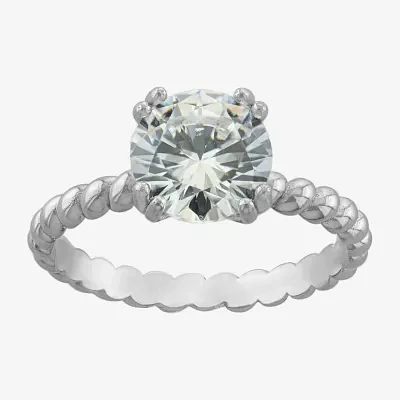 Silver Treasures Cubic Zirconia Sterling Silver Solitaire Engagement Ring