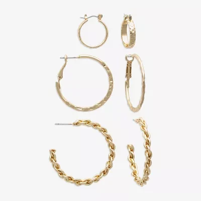 Mixit Gold Tone 3 Pair Earring Set