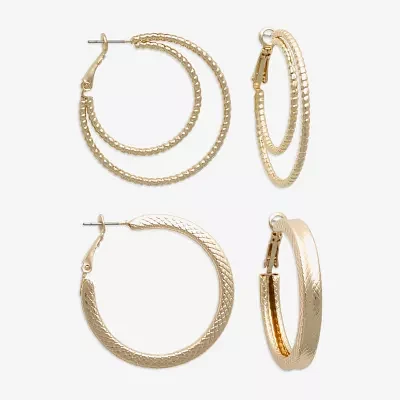 Mixit Hypoallergenic Gold Tone 2 Pair Earring Set