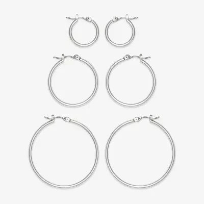 Mixit Hypoallergenic Silver Tone Hoop Pair Earring Set