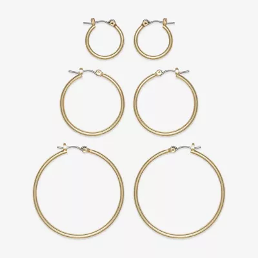 Mixit Hypoallergenic Gold Tone Hoop Pair Earring Set